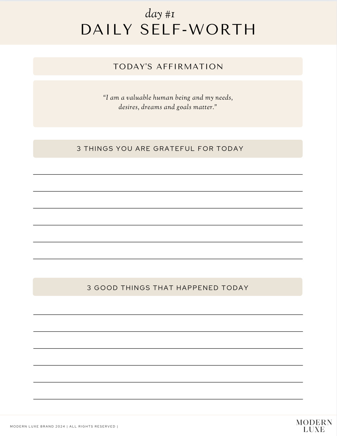 The 30 Day Self-Worth Booster Journal